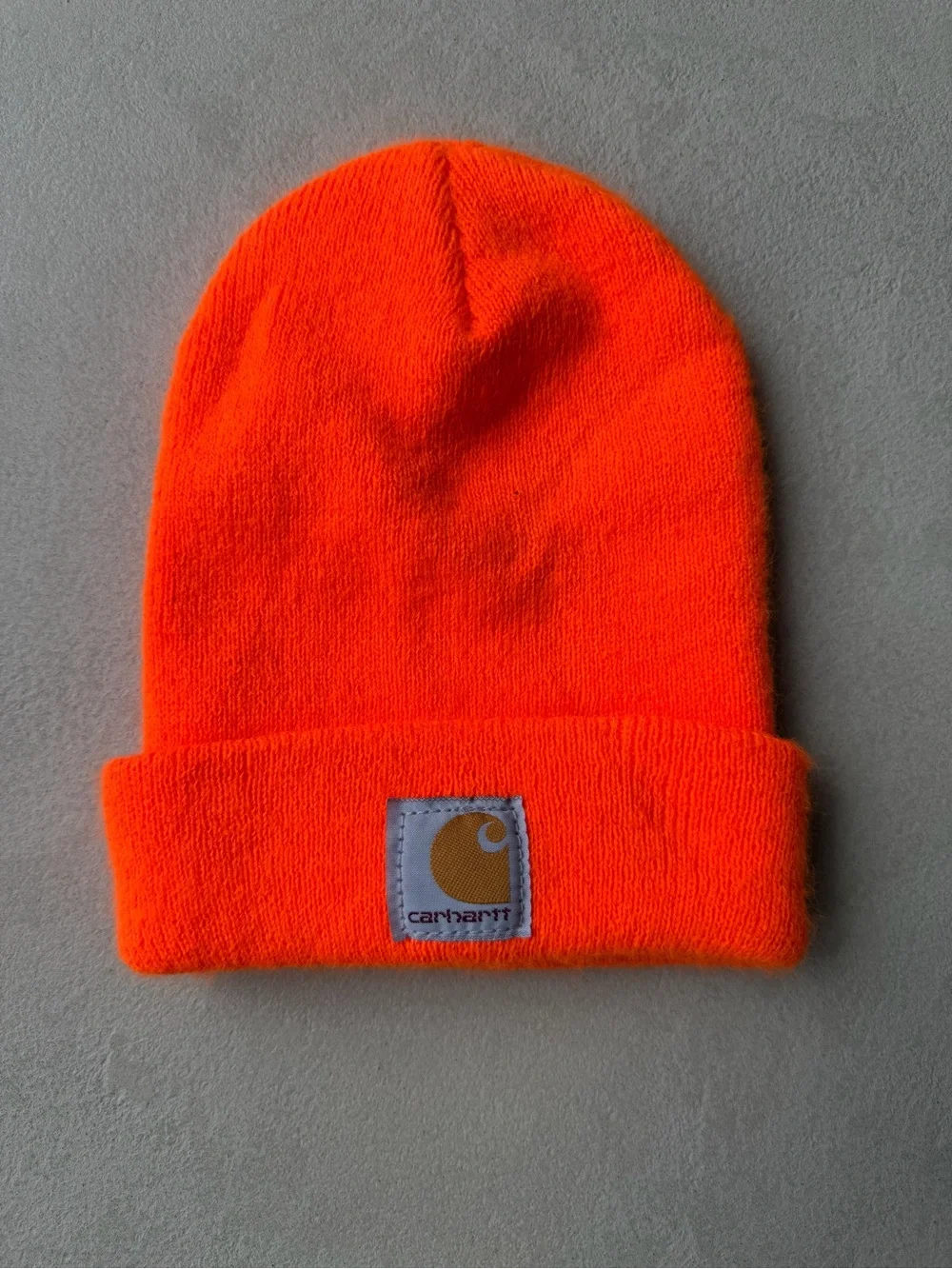 Carhartt Kids Bright Orange Cuffed Beanie with Logo Patch toddler size